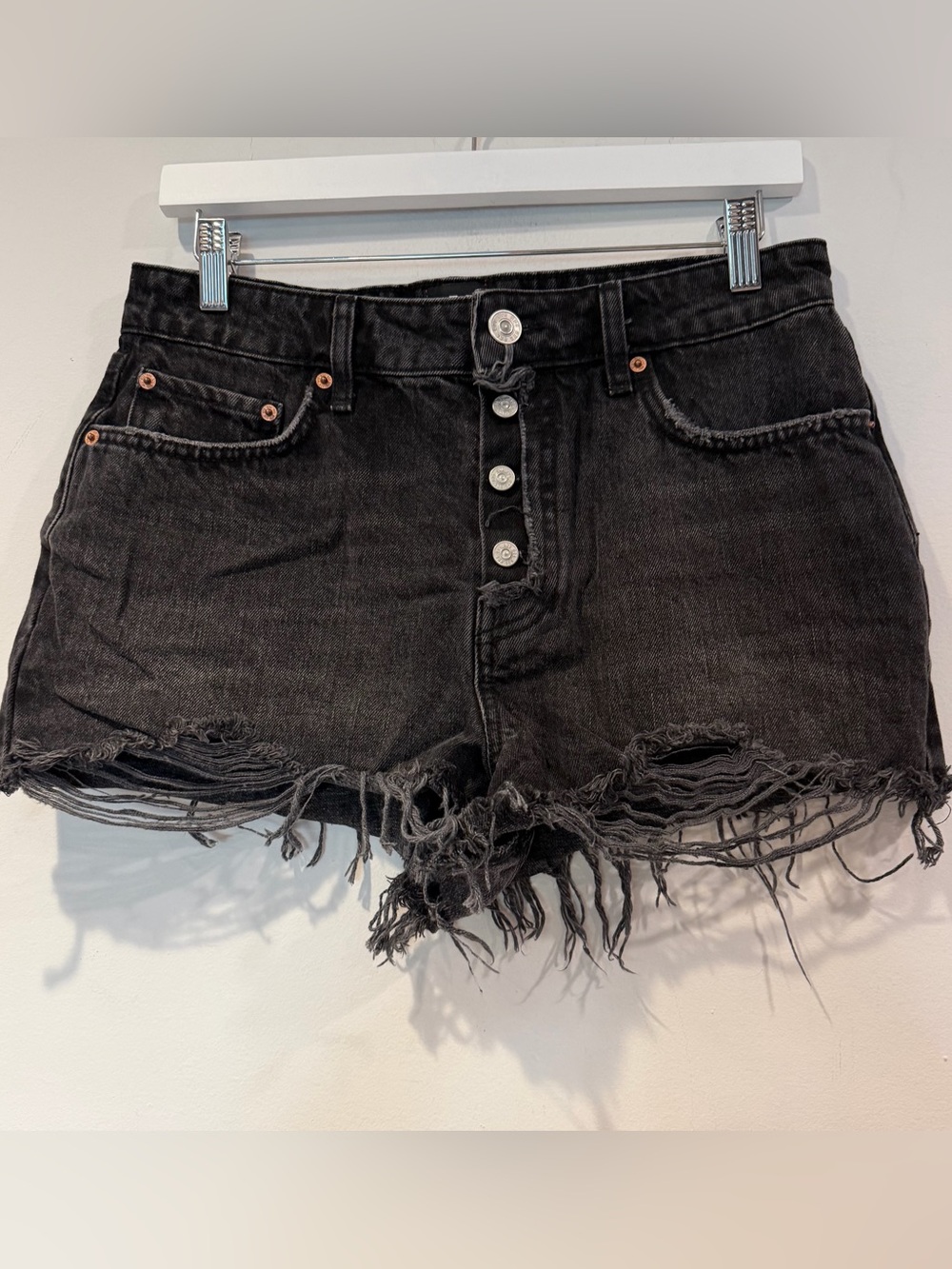 BDG Summer Cut off High-Rise Black Distressed Denim Shorts